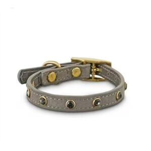 Bond & Co Brown Gold Rhinestone Dog Collar Small Leather